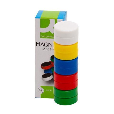 Magneti per lavagne bianche 20 mm Q-Connect colori assortiti - conf. 10 pezzi -  - KF02637